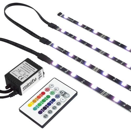 RGB TV Fondo para 52 - 60 pulgadas (132 - 152 cm) - Juego de listones de LED - Strip cinta Barra Barra de luz (Luz Backlight - Juego completo inkl. Mando a distancia y fuente de alimentación - GR. XL