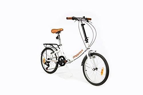 Moma Bikes Plegable Ruedas 20" Shimano. Aluminio Bicicleta, Unisex Adulto, Blanco