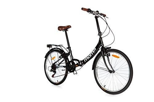 Moma Bikes Bicicleta Plegable Urbana  TOP CLASS 24" Alu, SHIMANO 6V. Sillin Confort, Color Negro