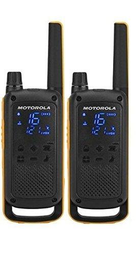 Motorola Talkabout T82 Extrem - Walki-Talkis, Alcance hasta 10 Km, Pantalla Oculta, Linterna LED, color Negro y Amarillo