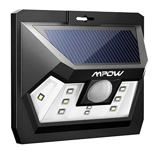 Mpow Luz Solar de Exterior con Sensor de Movimiento, Lámpara Solar Impermeable de Exterior, Foco Solar LED con Iluminacion Continua para Jardín, Patio, Pared, Porche, Garaje, Terraza