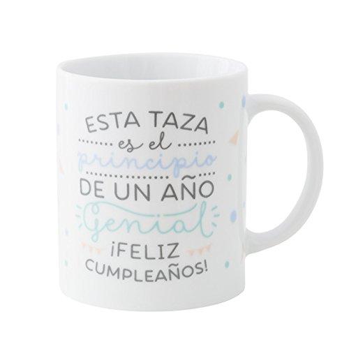 Mr. Wonderful Taza es el Principio de un año Genial ¡Feliz cumpleaños, Porcelana, Blanco, 10 cm