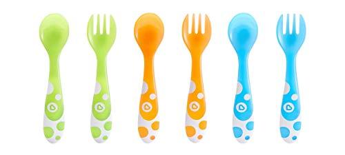 Munchkin - Set de 3 tenedores y 3 cucharas, surtido de colores