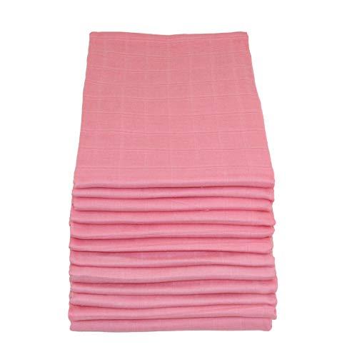 Muslinz - Pañuelos cuadrados de muselina (12 unidades), color rosa