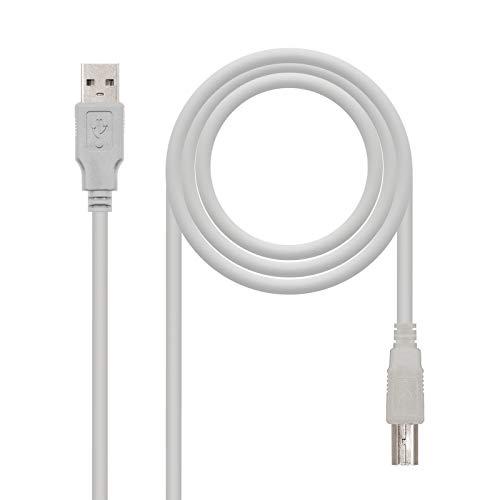 NanoCable 10.01.0104 - Cable USB 2.0 para Impresora, Tipo A/M-B/M, Macho-Macho, Beige, 3mts