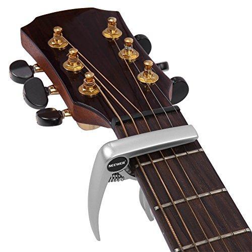 Neewer 52068105 - Cejilla plateada, diseñada especialmente para ukelele, banjo y mandolina, para usar con una sola mano