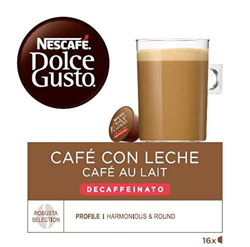 Nescafé Dolce Gusto  Café con leche descafeinado, Pack de 3 x 16 Cápsulas - Total: 48 Cápsulas de Café