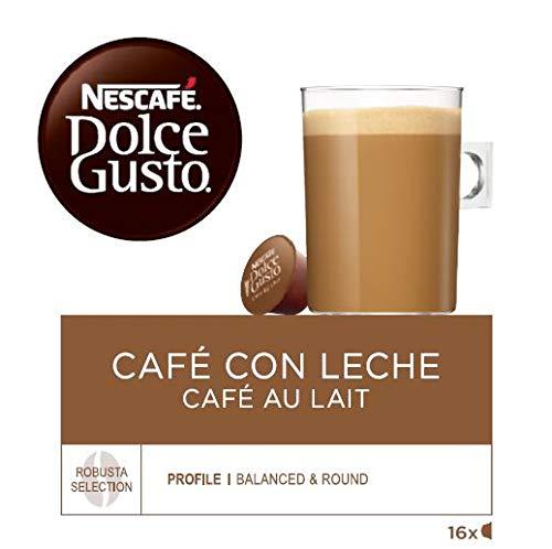 Exclusivo Nescafé Dolce Gusto  Café con Leche, Pack de 3 x 16 Cápsulas - Total: 48 Cápsulas de Café