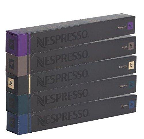 50 Nespresso Capsulas Intenso PAck mezclado variedad de 10x Ristretto, 10x Arpeggio, 10x Kazaar, 10x Dharkan, 10x Roma