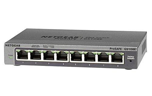 Netgear GS108E-100PES - Switch de red ProSAFE (8 puertos Gigabit, no gestionable y garantía durante su vida útil)