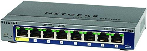 Netgear GS108T-200UKS - Switch de red (L3, Gestionado, IEEE 802.3ab, IEEE 802.3i, IEEE 802.3u, IEEE 802.3x, 4000 entradas, 10, 100, 1000 Mbit/s, 2 Gbit/s), negro - [importado UK]