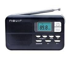 Nevir NVR-127DNEGRO - Radio reloj digital de bolsillo (con alarma, correa de mano) color negro