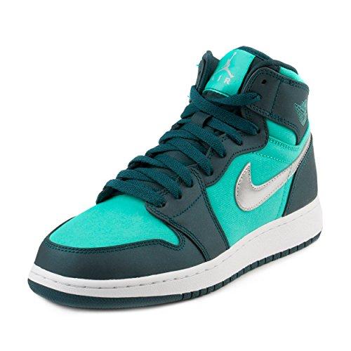 Nike Air Jordan 1 Retro High GG, Zapatillas de Baloncesto para Niñas, Verde (Hyper Jade/Metallic Silver-Midnight Turq), 37 1/2 EU