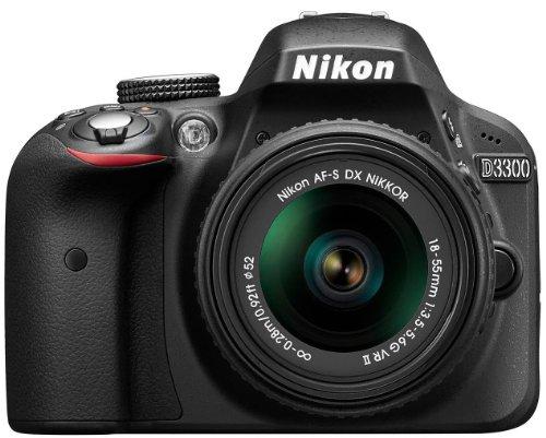 Nikon D3300 - Cámara réflex digital de 24.2 Mp (Pantalla 3", estabilizador óptico, vídeo Full HD), negro - kit cuerpo con objetivo Nikkor AF-S DX 18-55 mm f:3.5 VR II