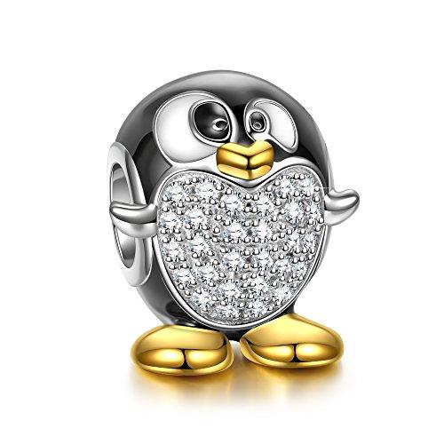 NINAQUEEN Pinguino Abalorio de mujer de plata de ley Charms beads fit Pandora pulseras