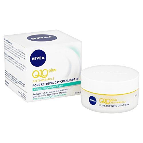 Nivea - Q10 plus, crema facial de noche refinador de poros, factor de protección solar 15, 50ml