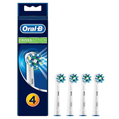 Oral-B CrossAction - Set de 4 recambios para cepillo de dientes eléctrico recargable (cabezal redondeado con diseño de inspiración profesional para limpiar diente por diente), azul