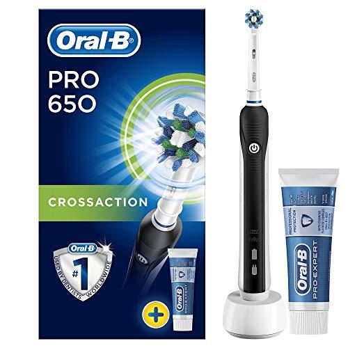 Oral-B Pro 650 Black Cross Action Electric Rechargeable Toothbrush and Toothpaste by Oral-B