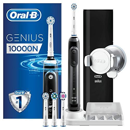 Oral-B Genius 10000N Sensi Ultrathin - Cepillo Eléctrico, 1 Negro Mango Conectado, 6 Modos Blanqueado, Sensible, Encías, 4 Cabezales, Funda de Viaje con Puerto USB