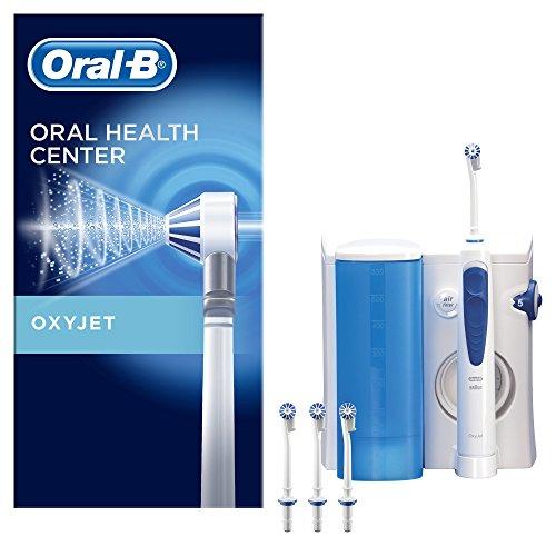 Oral-B, Sistema de Limpieza Irrigador Bucal con Tecnología Braun, 4 Cabezales, Blanco/Azul
