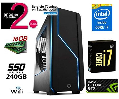 PC Ordenador SOBREMESA Gaming Intel Core i7 | 16GB RAM | SSD 240GB | NVIDIA 260 GTX 256BITS | Caja GAMMING LED | Windows 10 Pro 64BITS