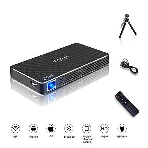 OTHA Mini Proyector Android 7.1, Portatil Proyectores DLP LED Home Cinema Compatible con 1080P Full HD, WFi Entrada HDMI para iPhone Laptop PC