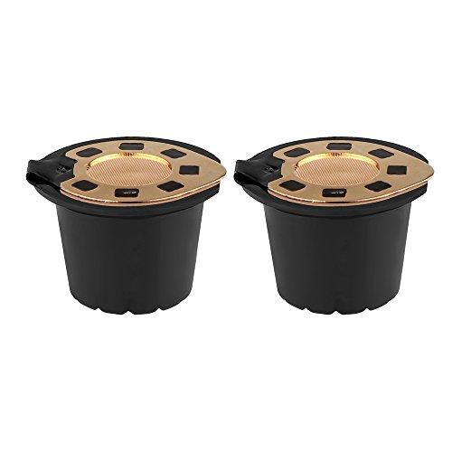 OurLeeme 2pcs Filtro oro 24K recargable reutilizable CafÃ© CÃ¡psula Compatible con Nespresso (con cuchara de cafÃ©)