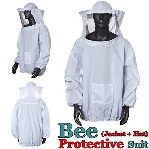 Bee traje, OUTERDO chaqueta de perchero de pared de traje de bata velo Apicultura apicultor equipo de protección con sombrero