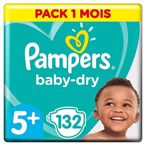 Pampers Baby Dry  - Pañales para bebés, Talla 5+ (13-25kg), 132 unidades
