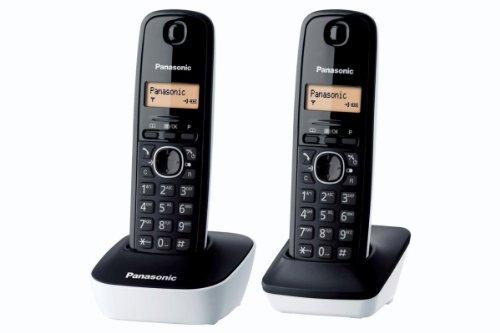Panasonic KX-TG1612FRW - 2 teléfonos fijos inalámbricos DECT, Color Blanco/Negro (Importado) [versión importada]