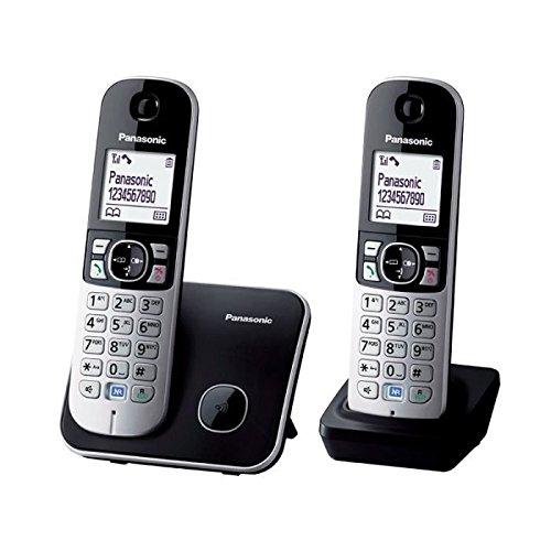 Panasonic KX-TG6812FRB - Teléfono (DECT, Terminal inalámbrico, Altavoz, 100 entradas, Identificador de Llamadas) Color Negro, Plata [Versión Importada]