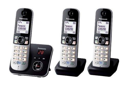 Panasonic KX-TG6823 - Teléfono fijo digital (contestador, inalámbrico, pantalla LCD), negro y plateado [Versión Importada]