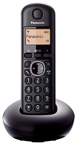 Panasonic KX-TGB210 - Teléfono fijo inalámbrico (LCD, identificador de llamadas, agenda de 50 números, tecla de navegación, alarma, reloj), Negro,TGB21 Solo