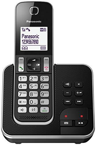 Panasonic KX-TGD320 - Teléfono Fijo Inalámbrico con Contestador (LCD, Identificador de Llamadas, Agenda de 120 Números, Bloqueo de Llamada, Modo ECO, Reducción de Ruido) Color Negro