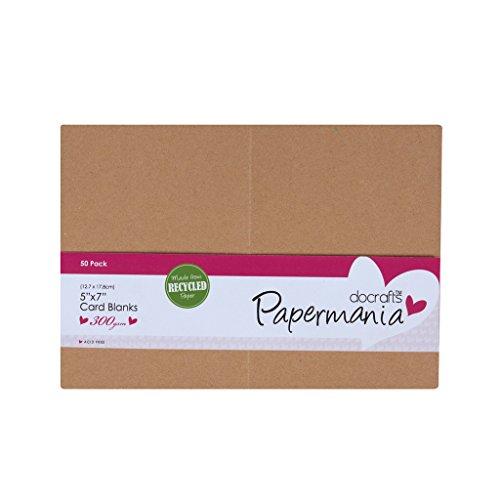 Papermania - Tarjetas de cartulina reciclada con sobres (50 unidades, 12 x 18 cm), color marrón