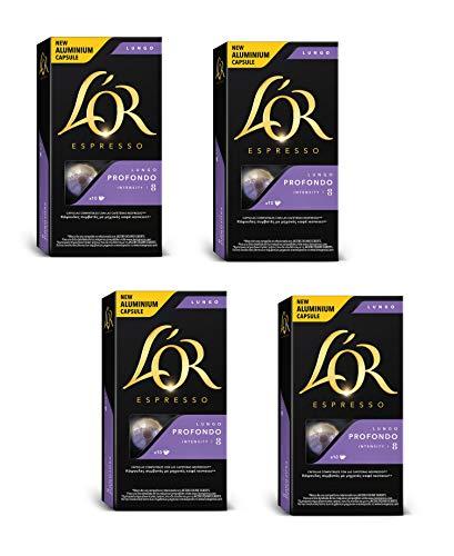 [PACK 40 Cápsulas] - L'Or Espresso Café Lungo Profundo Intensidad 8 - 40 cápsulas de aluminio compatibles con máquinas Nespresso (R)* (4 Paquetes de 10 cápsulas)