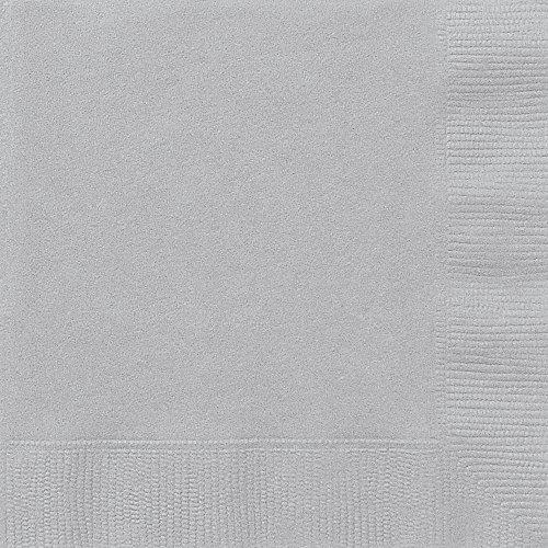 Unique Party- Paquete de 50 servilletas de papel, Color plata, 16.5 cm (33442)