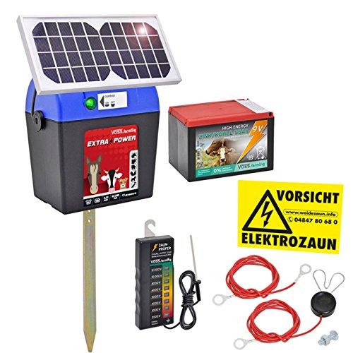 VOSS.farming Kit Pastor eléctrico Solar Extra Power 9V con Accesorios