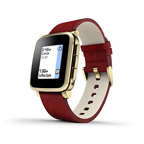Pebble Time Steel - Smartwatch (128 MB RAM, Li-ion, Android, 4.0, Bluetooth 4.0), color rojo