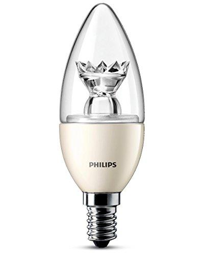 Philips 6W E14 Bombilla LED Vela, 6 W, Transparente y Blanco, Pack de 1
