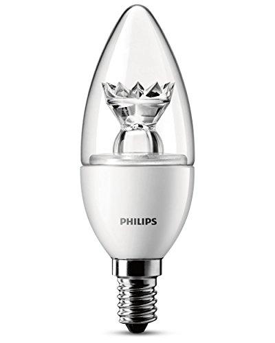 Philips 8718291743415 Bombilla LED vela transparente E14, 3 W, Blanco