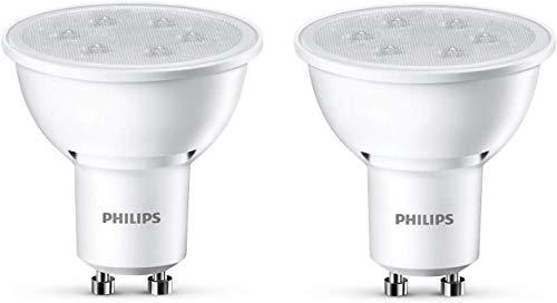 Philips Foco LED de luz cálida, 3,5 W/35 W, casquillo GU10, 3.5 W, Blanco, Pack de 2