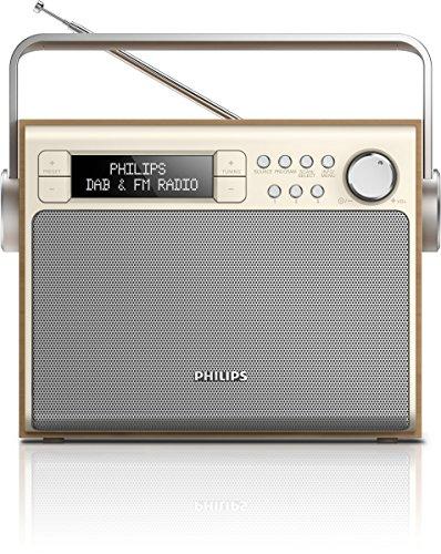 Philips AE5020/12 - Radio portátil, Dab+, sintonizador Digital FM, alimentación por CA o batería, 3 W, Marrón/Metálico