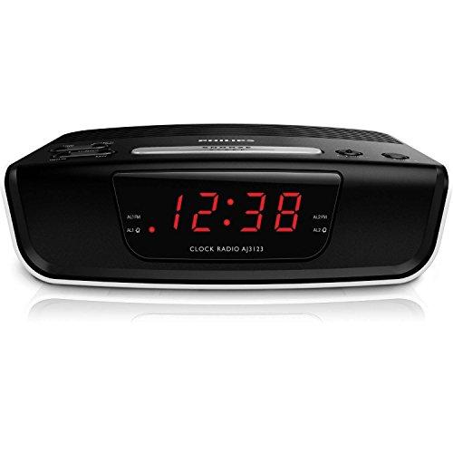 Philips AJ3123/12 - Radio despertador (Sintonizador FM, temporizador y alarma dual), negro