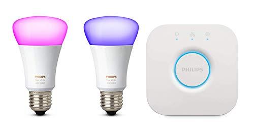 Philips Hue White and Color Ambiance Kit de Inicio 2 Bombillas Y Puente E27, 9.5 W, Iluminación Inteligente (Compatible con Amazon Alexa, Apple Homekit y Google Assistant)