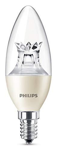 Philips bombilla LED vela, 6 W equivalentes a 40 W en incandescencia, casquillo E14, regulable, luz blanca cálida