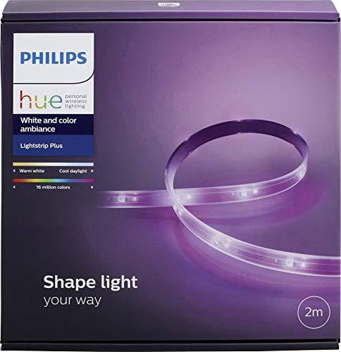 Philips Hue White and Color Ambiance - Lightstrip Plus, tira LED de 2 metros con enchufe, iluminación inteligente, compatible con Amazon Alexa, Apple HomeKit y Google Assistant