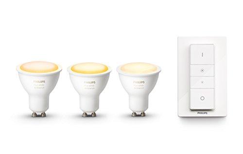 Philips Hue White Ambiance - Pack de 3 bombillas LED GU10, 5.5 W, iluminación inteligente, tonos de luz blanca cálida y fría regulable (compatible con Amazon Alexa, Apple HomeKit y Google Assistant)