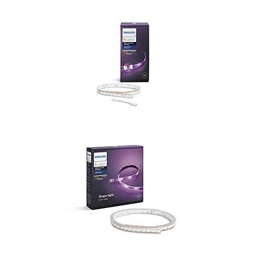 Philips Hue White and Color Ambiance - Pack de Lightstrip Plus, tira luz LED 2 metros con enchufe y extensión de 1 metro, Compatible con Amazon Alexa, Apple HomeKit y Google Assistant