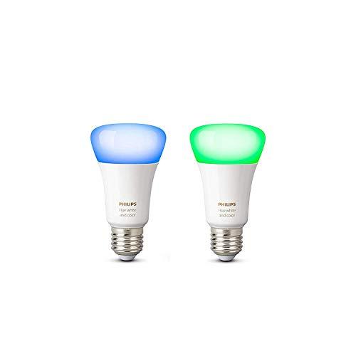 Philips Hue White and Color Ambiance - Pack de 2 bombillas LED E27, 9,5 W, iluminación inteligente, 16 millones de colores, compatible con Amazon Alexa, Apple HomeKit y Google Assistant